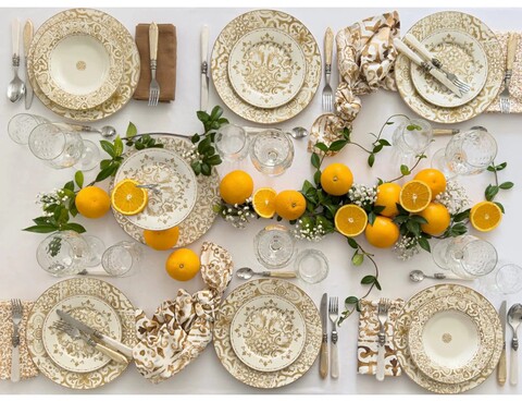 Serviciu de masa 18 piese, Excalibur, Brandani, portelan New Bone China