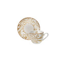 Set 2 cesti cu farfurie pentru cafea, Excalibur v1, Brandani, D11x5 cm, 50 ml, portelan New Bone China