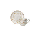 Set 2 cesti cu farfurie pentru cafea, Excalibur v1, Brandani, D11x5 cm, 50 ml, portelan New Bone China