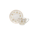 Set 2 cesti cu farfurie pentru cafea, Excalibur v2, Brandani, D11x5 cm, 50 ml, portelan New Bone China