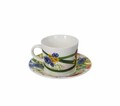 Set 2 cesti cu farfurie pentru cafea, Fiori Di Campo, Brandani, D11x6 cm, 50 ml, portelan New Bone China