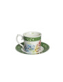 Set 2 cesti cu farfurie pentru cafea, Flora, Brandani, D8x8.5 cm, portelan New Bone China