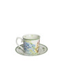 Set 2 cesti cu farfurie pentru cafea, Flora, Brandani, D8x8.5 cm, portelan New Bone China