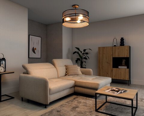 Plafoniera ELTAP, CE3A-B, Orabela, 55x32 cm, 3xE27, 15W, otel, negru