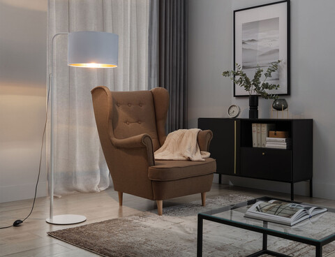 Lampadar ELTAP, Vespillo, 70x40x151 cm, 1xE27, 15W, otel/PVC, alb/auriu