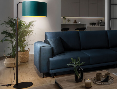 Lampadar ELTAP, Vespillo, 70x40x151 cm, 1xE27, 15W, otel/PVC, verde/auriu