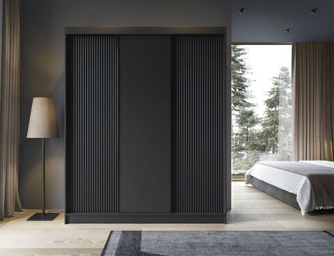 Dulap pentru haine ELTAP, Prescco III, 180x60x220 cm, MDF/ABS, negru