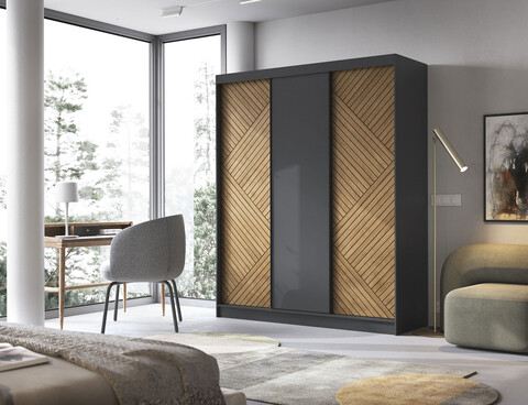 Dulap pentru haine ELTAP, Marrphy III, 180x60x220 cm, MDF/ABS, negru/maro