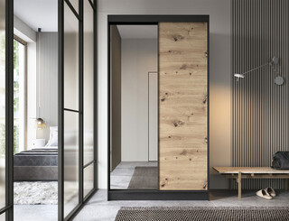 120x60x220 cm, Negru/Stejar