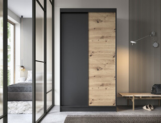 120x60x220 cm, Negru/Stejar