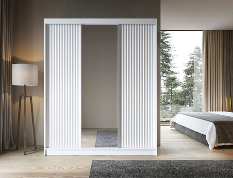 Dulap pentru haine cu oglinda ELTAP, Biancco III, 180x60x220 cm, MDF, alb