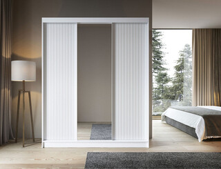 180x60x220 cm, Alb, Cu oglinda