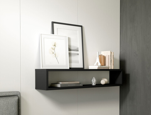 Raft de perete ELTAP, Finees, 80x15x15 cm, PAL/PVC, negru