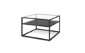 Masuta de cafea ELTAP, Stolik Linze, 75x75x45 cm, metal/sticla, negru/transparent