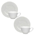 Set 2 cesti cu farfurie pentru cafea, Ricordi, Brandani, D12.5x5.5 cm, portelan New Bone China