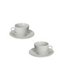 Set 2 cesti cu farfurie pentru ceai, Senzatempo, Brandani, D16x7 cm, portelan New Bone China