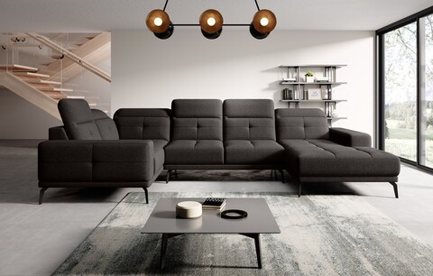 Coltar stanga 6 locuri ELTAP, LT-22FL, Neviro, 350x201x77 cm, lemn/poliester, maro inchis