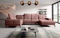 Coltar stanga 6 locuri ELTAP, LT-24LU, Neviro, 350x201x77 cm, lemn/poliester, roz inchis