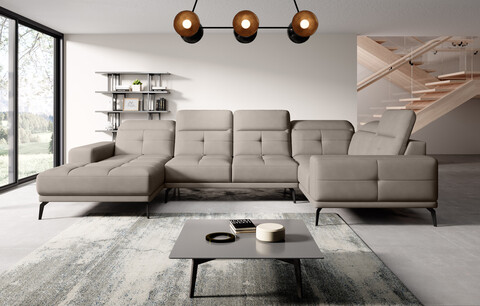 Coltar dreapta 6 locuri ELTAP, RT-07PO, Neviro, 350x201x77 cm, lemn/poliester, gri