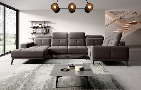 Coltar dreapta 6 locuri ELTAP, RT-07SAV, Neviro, 350x201x77 cm, lemn/poliester, gri