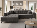 Coltar extensibil stanga 4 locuri ELTAP, Sol-01, Solange, 292x196x84 cm, lemn/poliester, gri