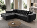 Coltar extensibil stanga 4 locuri ELTAP, Sol-03, Solange, 292x196x84 cm, lemn/poliester, negru