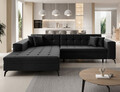 Coltar extensibil stanga 4 locuri ELTAP, Sol-03, Solange, 292x196x84 cm, lemn/poliester, negru