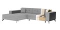 Coltar extensibil stanga 4 locuri ELTAP, Sol-03, Solange, 292x196x84 cm, lemn/poliester, negru