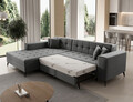 Coltar extensibil stanga 4 locuri ELTAP, Sol-04, Solange, 292x196x84 cm, lemn/poliester, gri