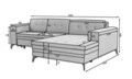 Coltar extensibil stanga 4 locuri ELTAP, Sol-04, Solange, 292x196x84 cm, lemn/poliester, gri