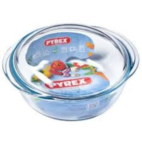 Vas rotund cu capac, Pyrex, Essentials, 2.2 L, sticla termorezistenta