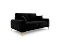Canapea, Madara, Mazzini Sofas, 2 locuri, gold legs, 172x102x90 cm, catifea, negru