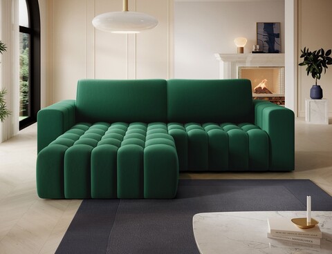 Coltar extensibil stanga 4 locuri ELTAP, Bon-07, Bonett, 250x175x92 cm, lemn/poliester, verde inchis