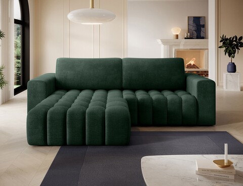 Coltar extensibil stanga 4 locuri ELTAP, Bon-12, Bonett, 250x175x92 cm, lemn/poliester, verde inchis