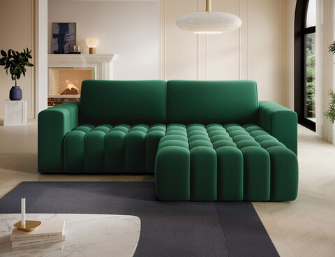 Coltar extensibil dreapta 4 locuri ELTAP, Bon-30, Bonett, 250x175x92 cm, lemn/poliester, verde inchis