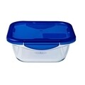 Vas patrat cu capac, Pyrex, 21 x 21 cm, 1.9 L, sticla termorezistenta