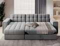 Coltar extensibil reversibil 3 locuri ELTAP, Blenvi, 260x150x82 cm, lemn/poliester, gri