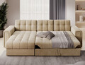 Coltar extensibil reversibil 3 locuri ELTAP, Blenvi, 260x150x82 cm, lemn/poliester, bej inchis