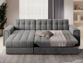 Coltar extensibil reversibil 3 locuri ELTAP, Blenvi, 260x150x82 cm, lemn/poliester, gri inchis