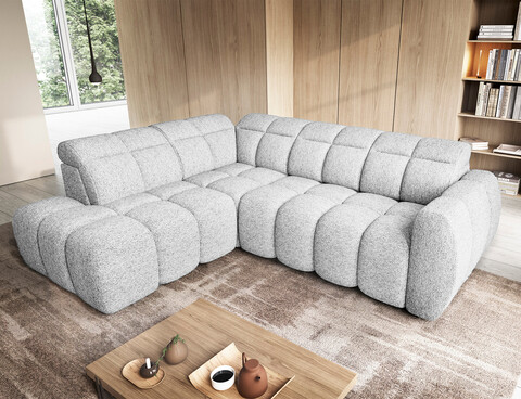 Coltar extensibil stanga 4 locuri ELTAP, LT-01COR, Falconn, 258x208x107 cm, lemn/poliester, gri deschis