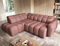 Coltar extensibil stanga 4 locuri ELTAP, LT-24PAO, Falconn, 258x208x107 cm, lemn/poliester, roz inchis