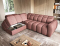 Coltar extensibil stanga 4 locuri ELTAP, LT-24PAO, Falconn, 258x208x107 cm, lemn/poliester, roz inchis