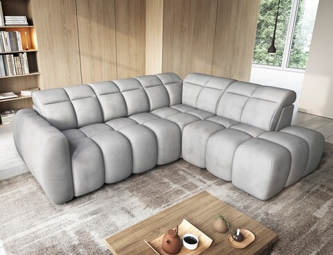 Coltar extensibil dreapta 4 locuri ELTAP, RT-04SO, Falconn, 258x208x107 cm, lemn/poliester, gri