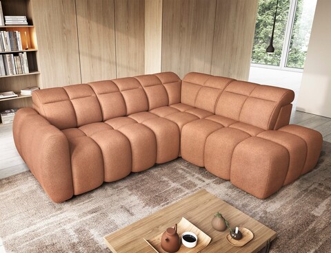 Coltar extensibil dreapta 4 locuri ELTAP, RT-24XIL, Falconn, 258x208x107 cm, lemn/poliester, portocaliu