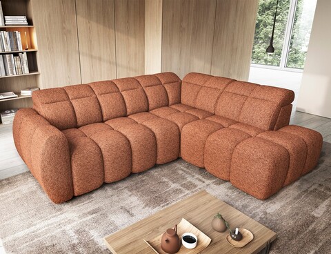 Coltar extensibil dreapta 4 locuri ELTAP, RT-30COR, Falconn, 258x208x107 cm, lemn/poliester, caramiziu