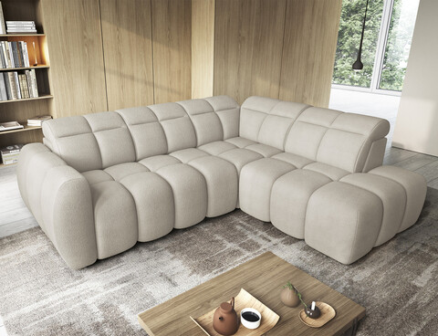 Coltar extensibil dreapta 4 locuri ELTAP, RT-18ROY, Falconn, 258x208x107 cm, lemn/poliester, bej deschis