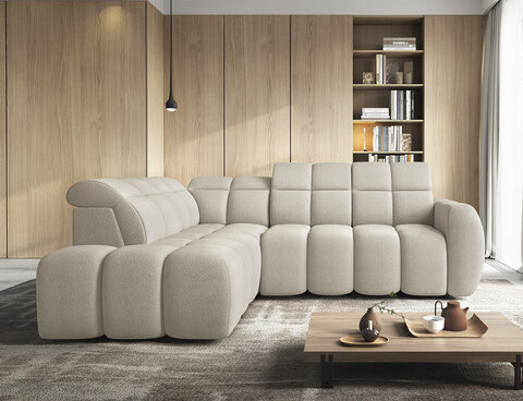 Coltar extensibil stanga 4 locuri ELTAP, LT-18ROY, Falconn, 258x208x107 cm, lemn/poliester, bej deschis