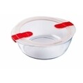 Kerek edény fedéllel, Pyrex, Cook & Heat, 2,3 L, hőálló üveg / műanyag