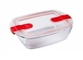 Vas rectangular cu capac, Pyrex, Cook&Heat, 2.5 L, sticla termorezistenta/plastic
