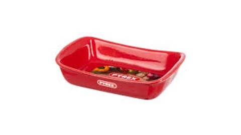 Vas rectangular, Pyrex, Supreme Color Red, 20 x 30 cm, ceramica, rosu
